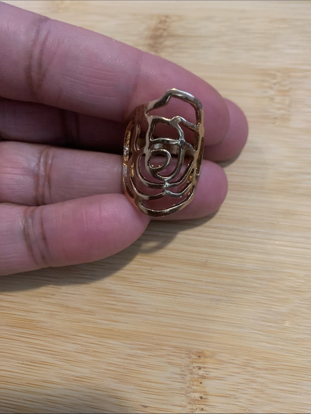 Rose Gold Openwork Rose Statement Ring - Women's Jewelry